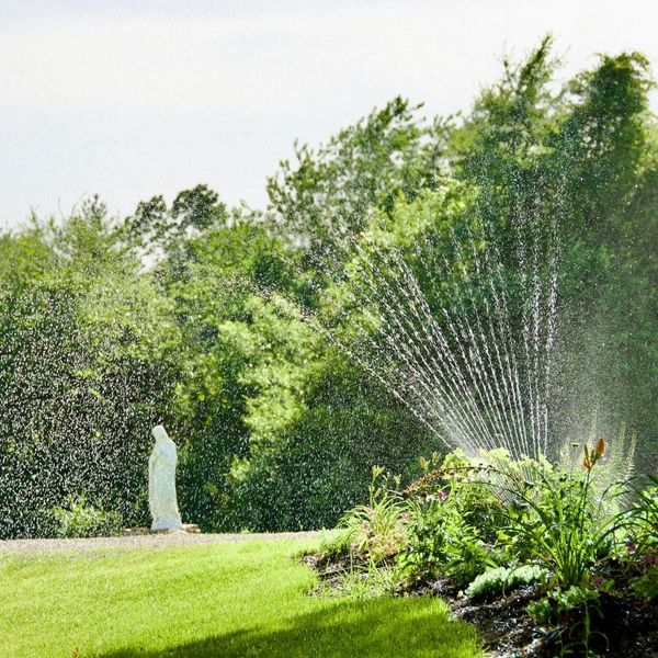 irrigation on green lawn