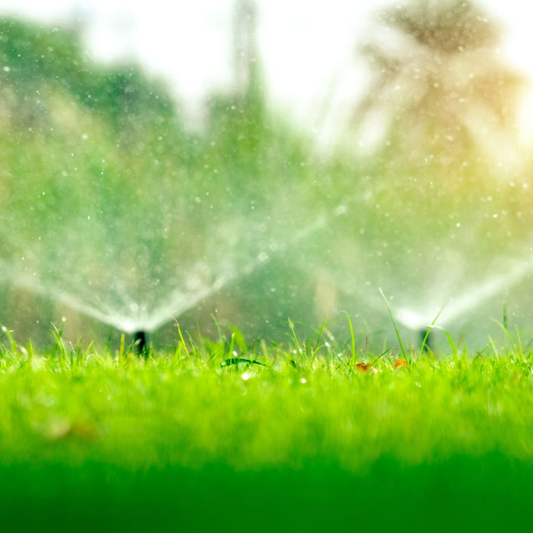 sprinklers watering grass