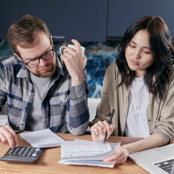 couple looking over bills