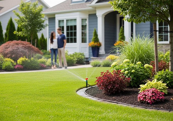 Lush Green Lawn and Garden Irrigation