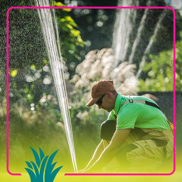 technician adjusting sprinklers