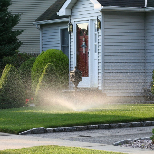 sprinkler in a yard