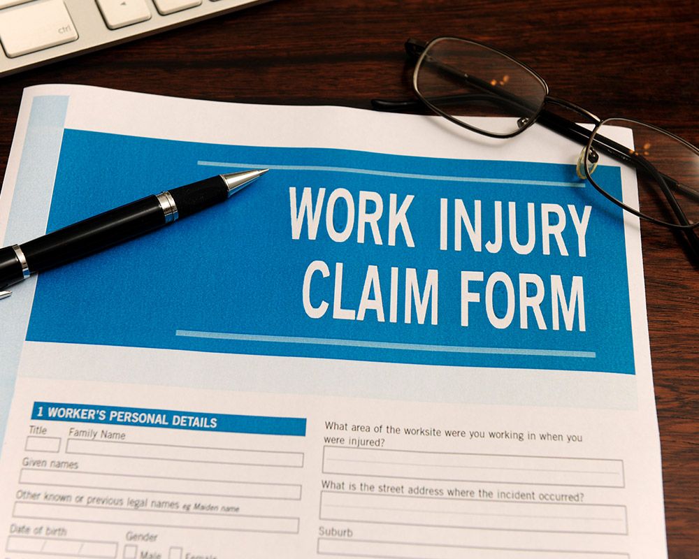 Photo of work injury claim form Photo of work injury claim form