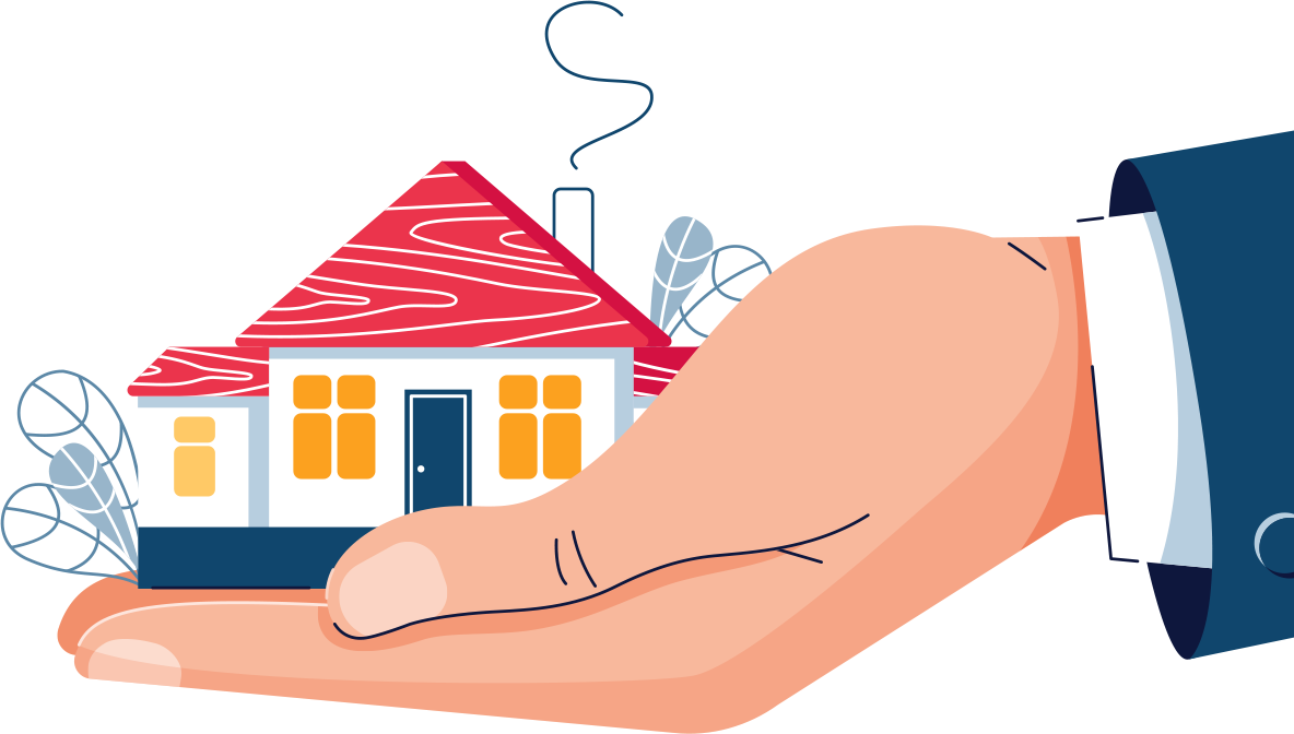 hand holding house illustration