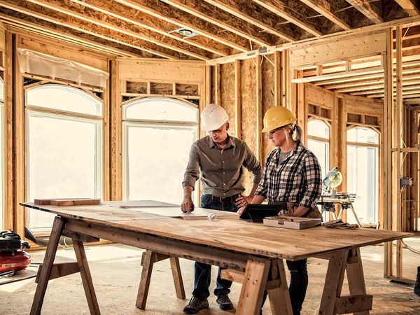 contractor working on new home