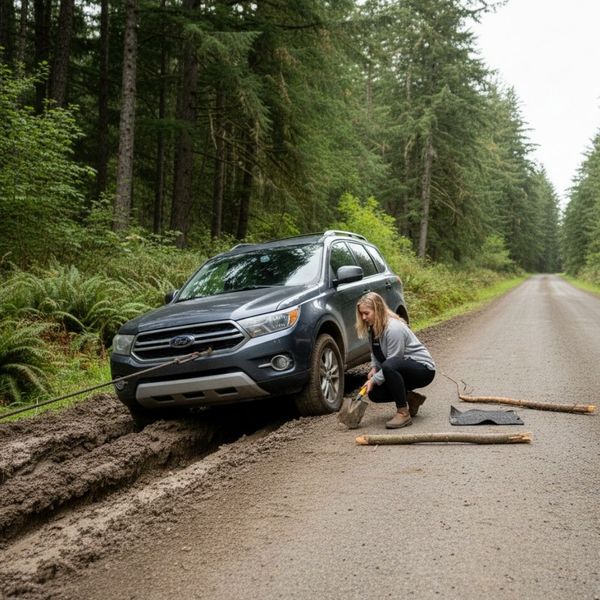 SUV stuck in the mud