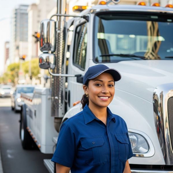 friendly, certified tow truck driver 