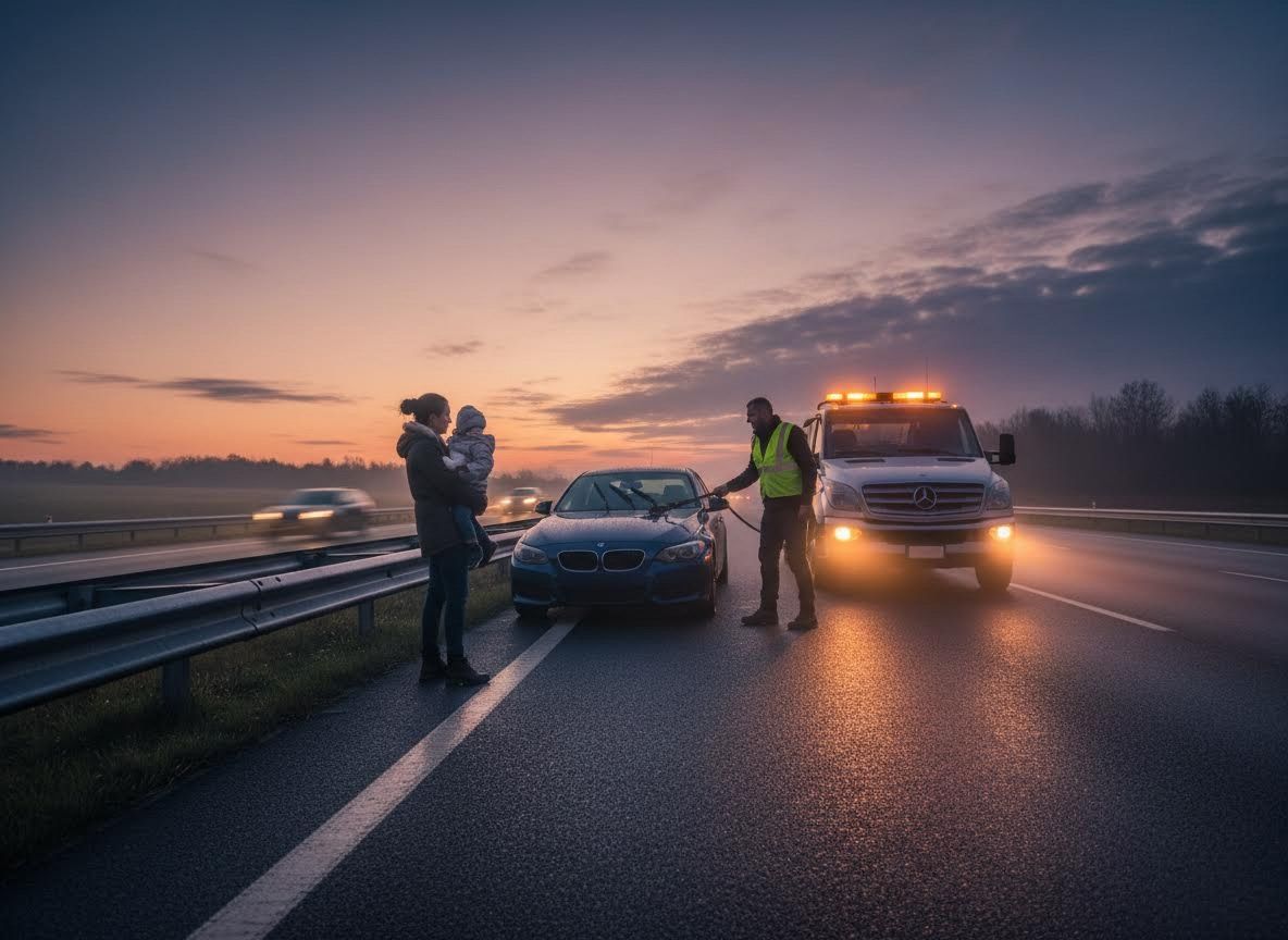 Roadside Assistance for a Family on a Highway