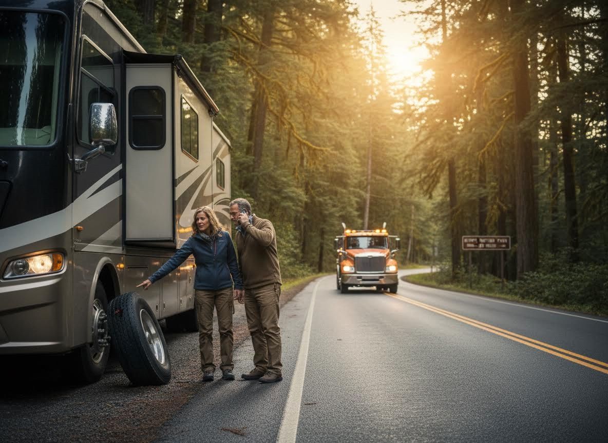 RV Breakdown on a Forest Road