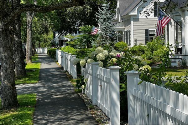 house with white fence