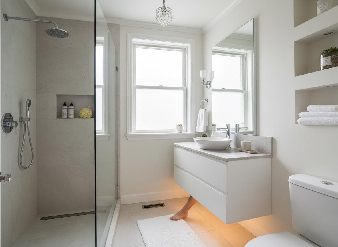 Modern White Bathroom with Floating Vanity