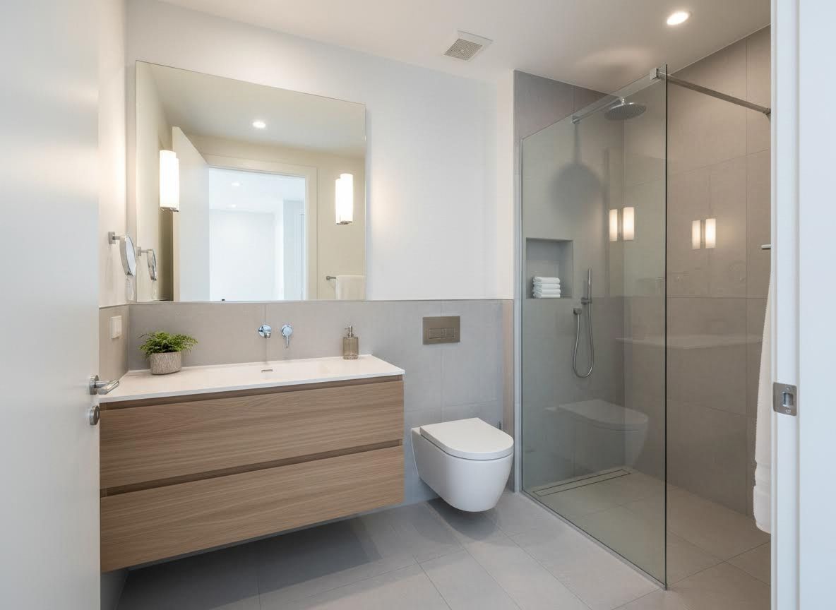Modern Bathroom with Floating Vanity and Glass Shower