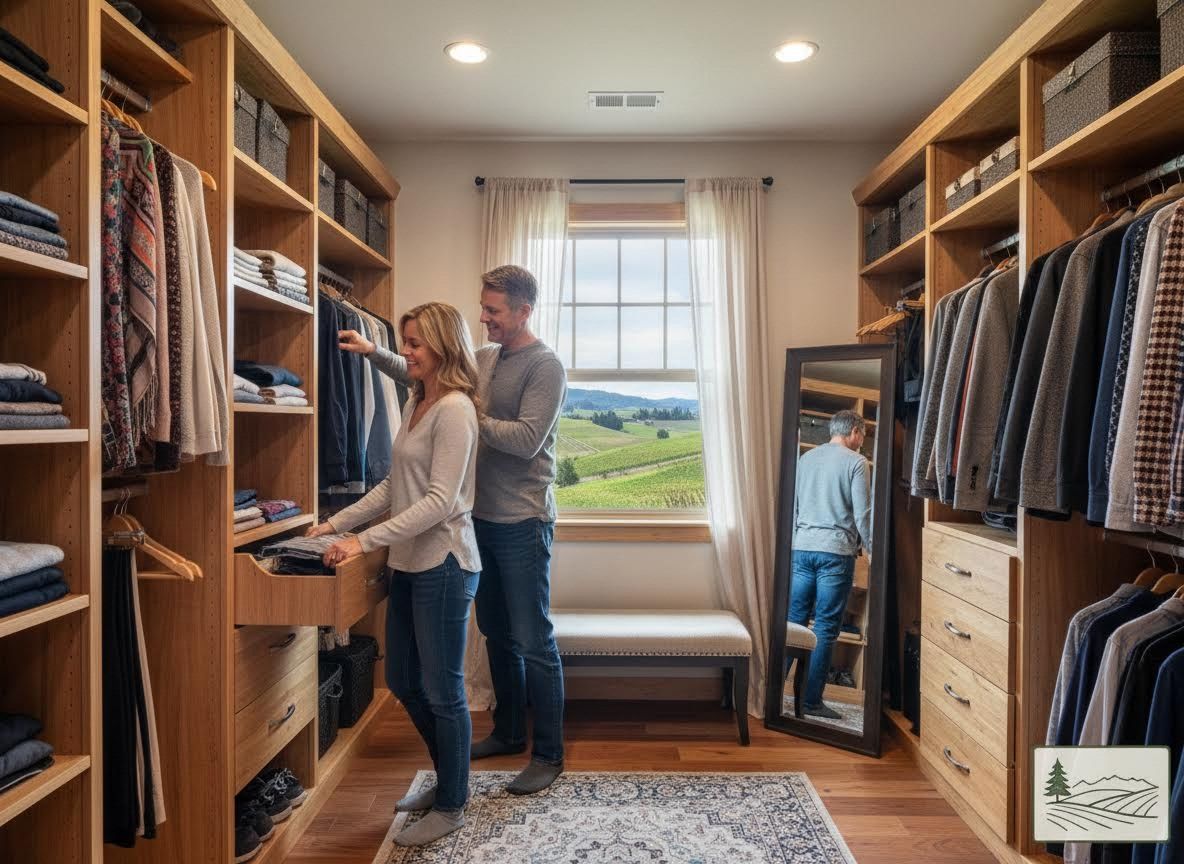 Couple Organizing Custom Walk-in Closet