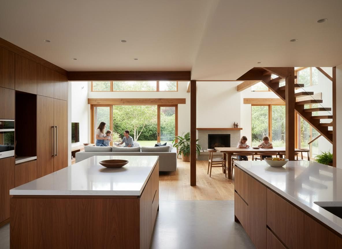 Modern Open-Plan Home with Family and Garden Views