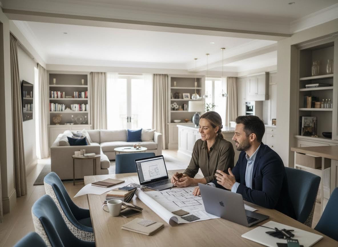 Architects or Interior Designers Collaborating on Home Plans