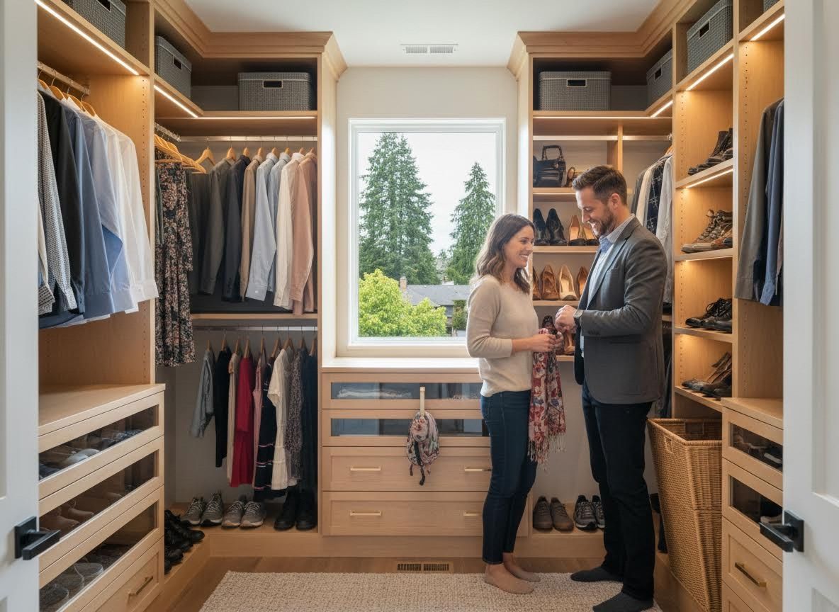Couple in Modern Walk-in Closet