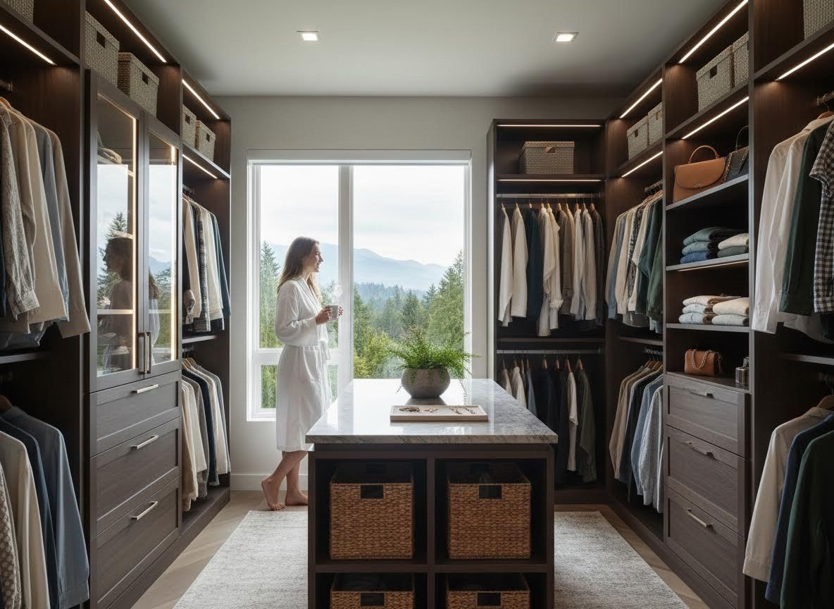Luxurious Walk-In Closet with Mountain View