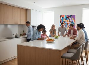Diverse Group Socializing in a Modern Kitchen
