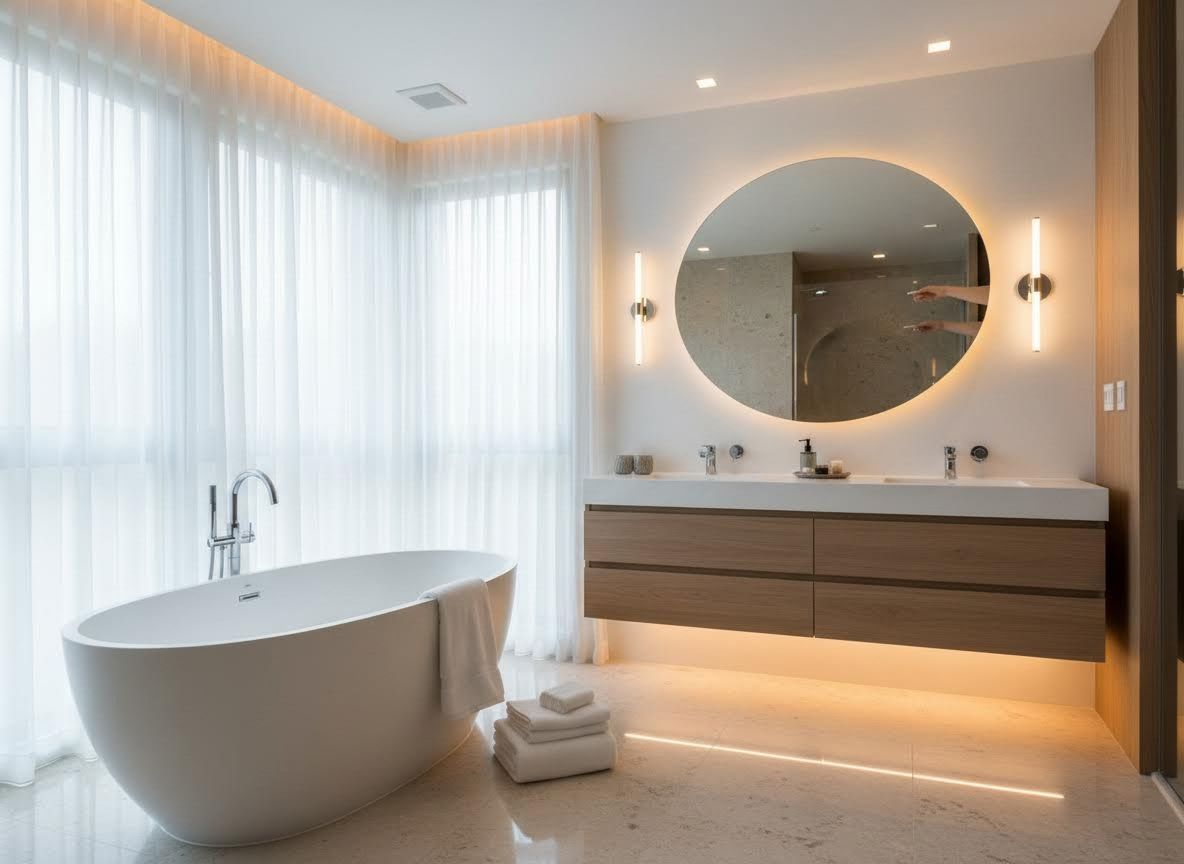 Modern Luxury Bathroom with Bathtub and Floating Vanity