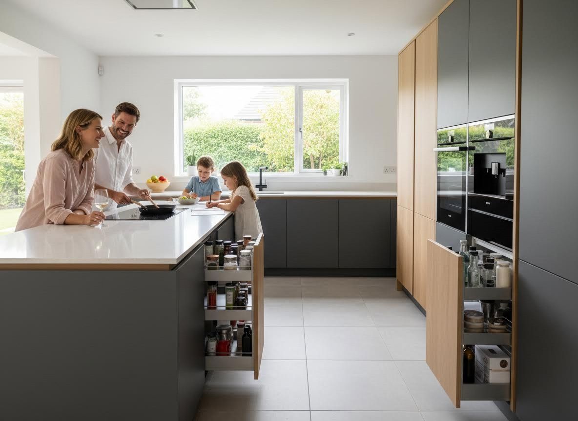 Family Enjoying a Modern Kitchen