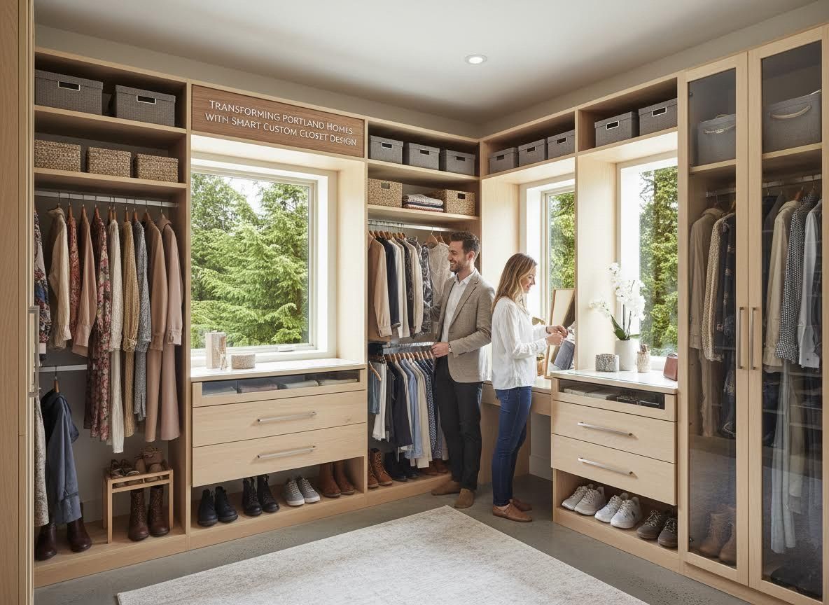 A couple in a luxurious custom walk-in closet