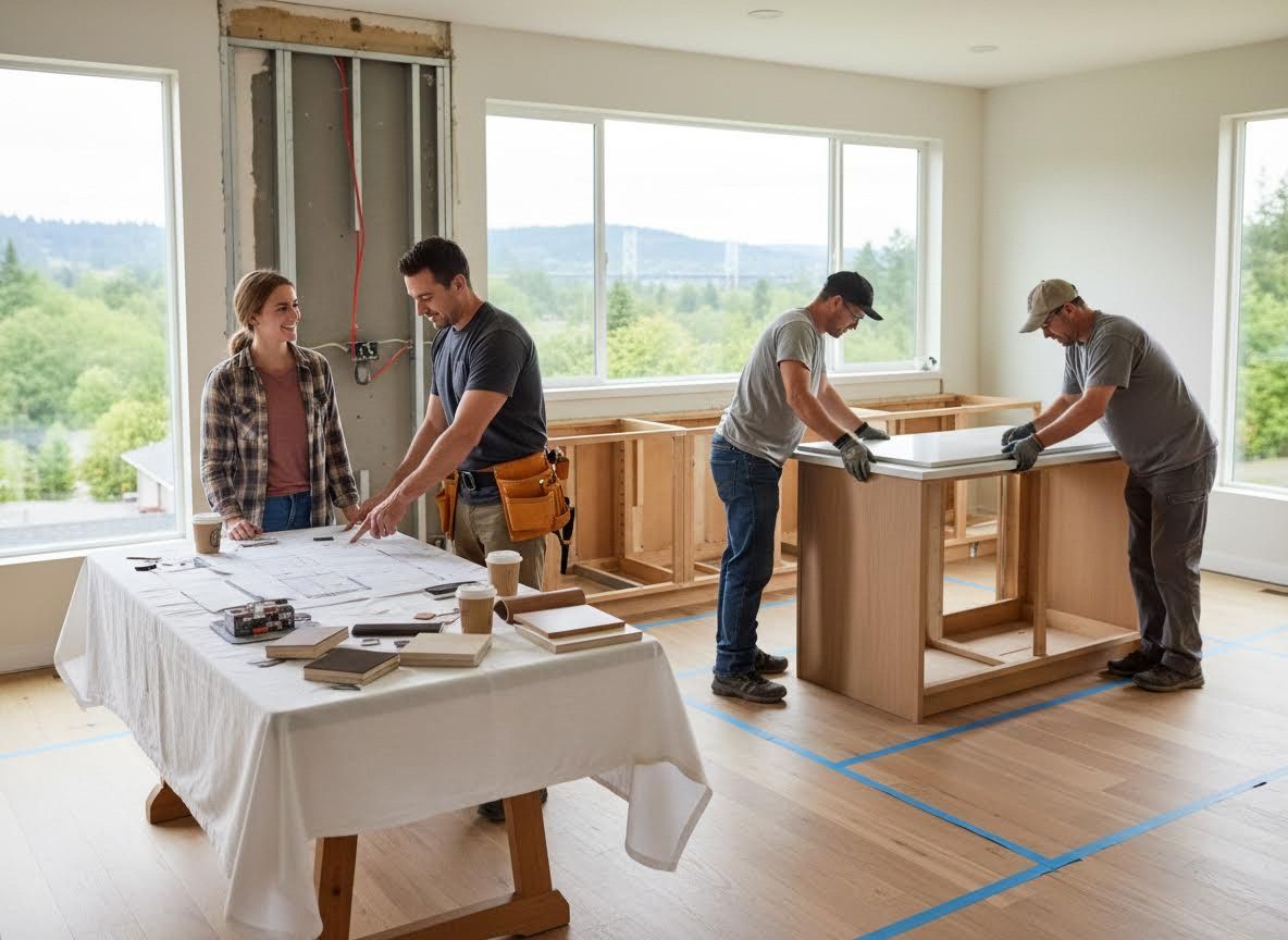 Home renovation: blueprint review and kitchen installation