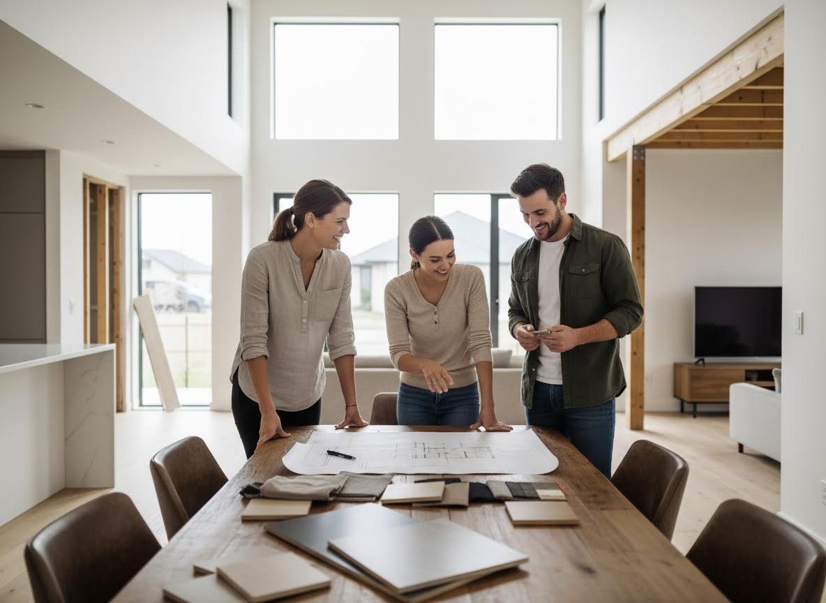People discussing home renovation plans