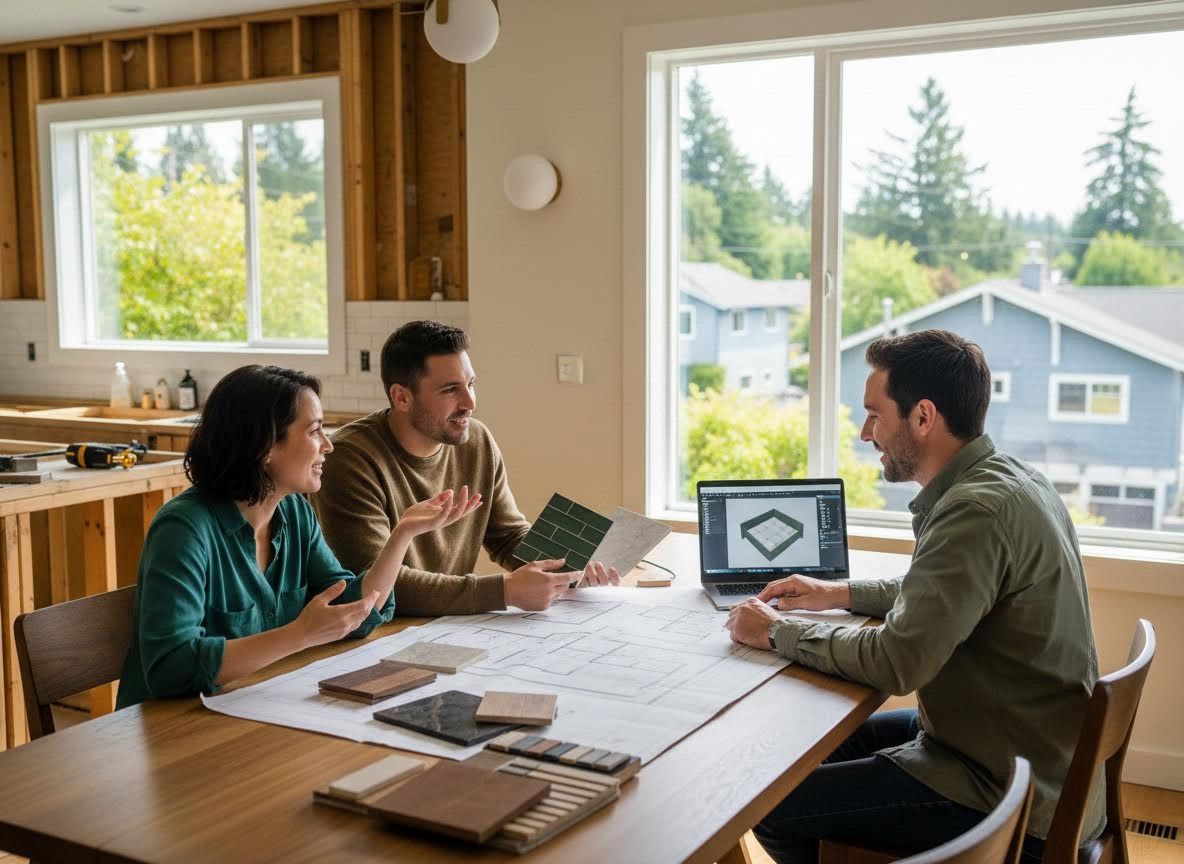Couple and Contractor Discussing Home Renovation Plans