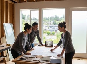 Interior Designer Consulting Clients on Home Renovation Plans