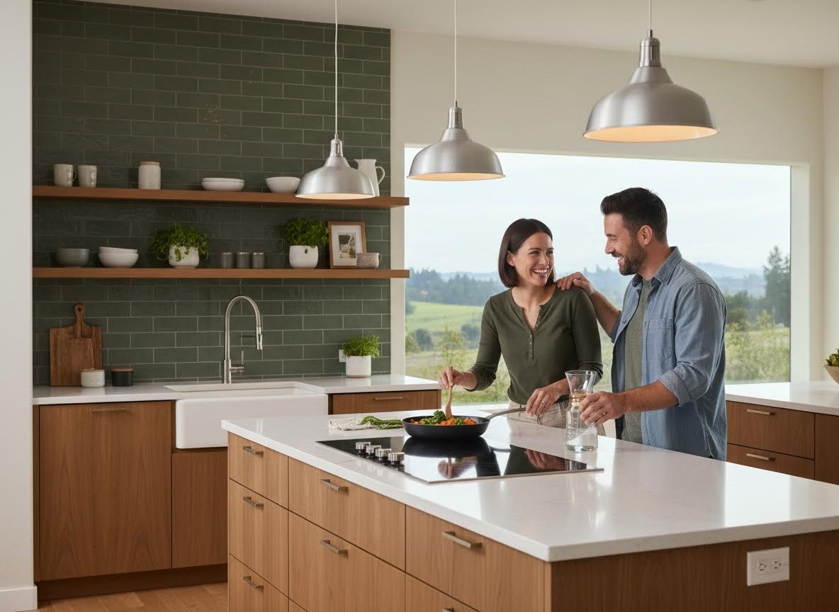 Couple Cooking in a Modern Kitchen