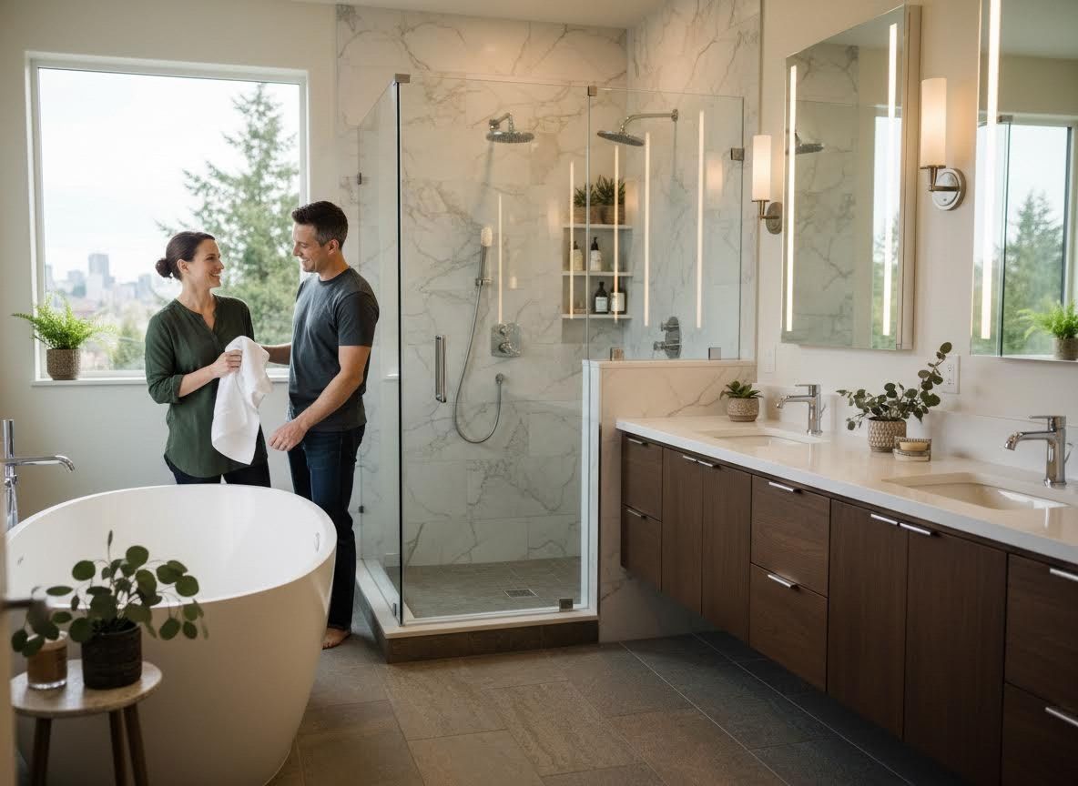 Couple in a Modern and Luxurious Bathroom
