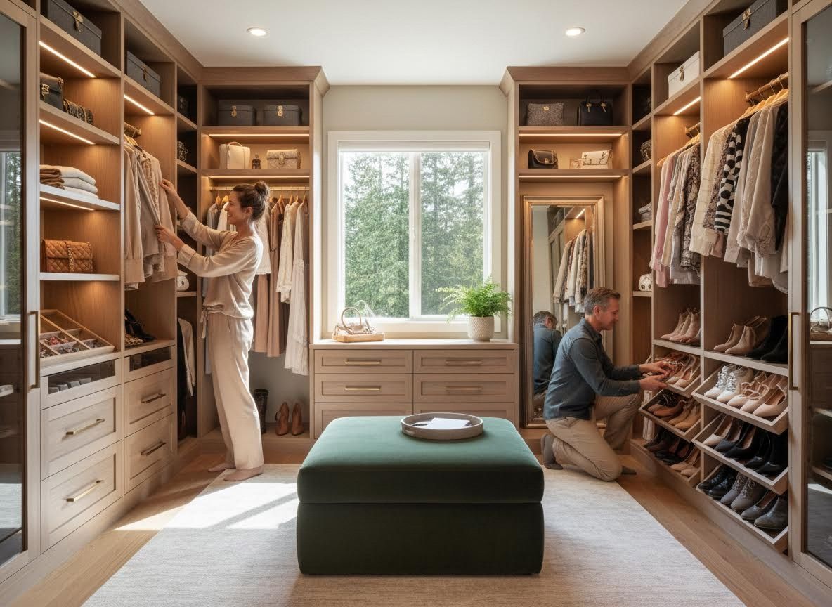 Couple Organizing a Custom Walk-in Closet