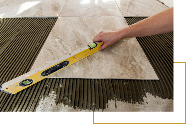 Tile floors getting installed