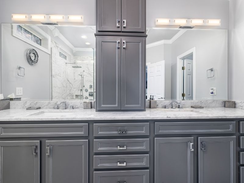 Grey bathroom cabinets