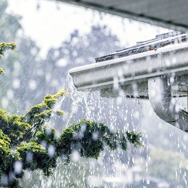 Raining on home and gutters