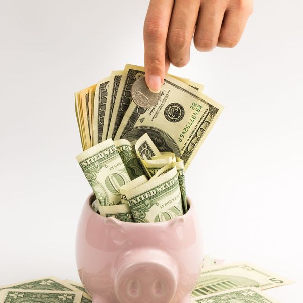 Cash in a piggy bank