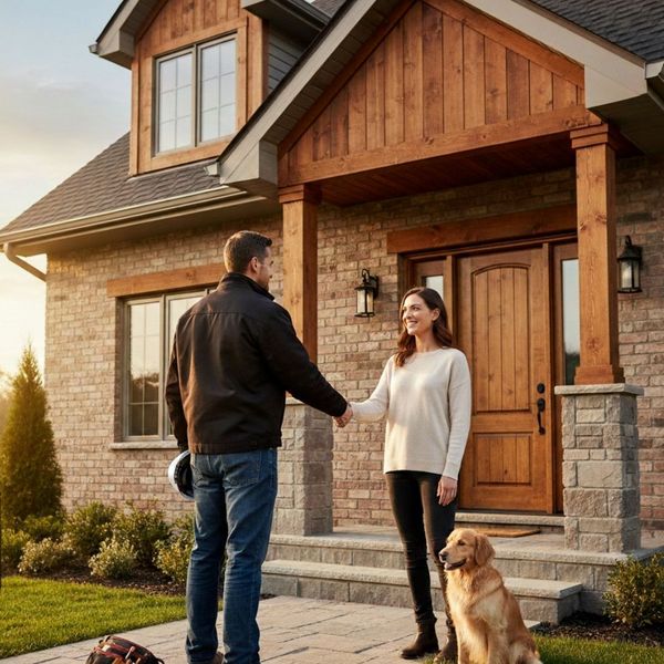 Contractor shaking hands with homeowner