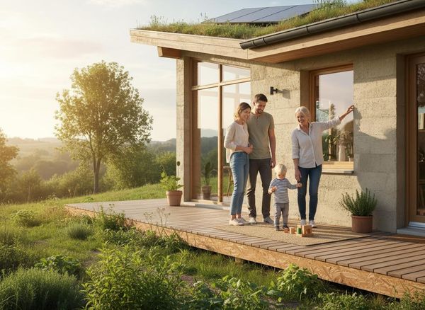 Multi-generational family enjoying a sustainable home