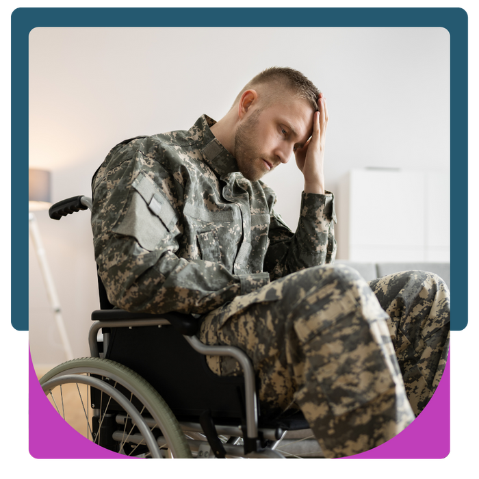 Man in army uniform and a wheelchair