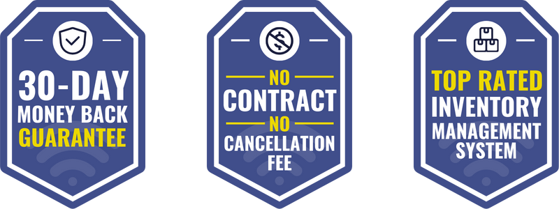 Badges: 30-day money back guarantee, no contract, no cancellation fee, top rated inventory management system