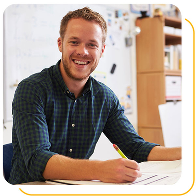 Man smiling while working 