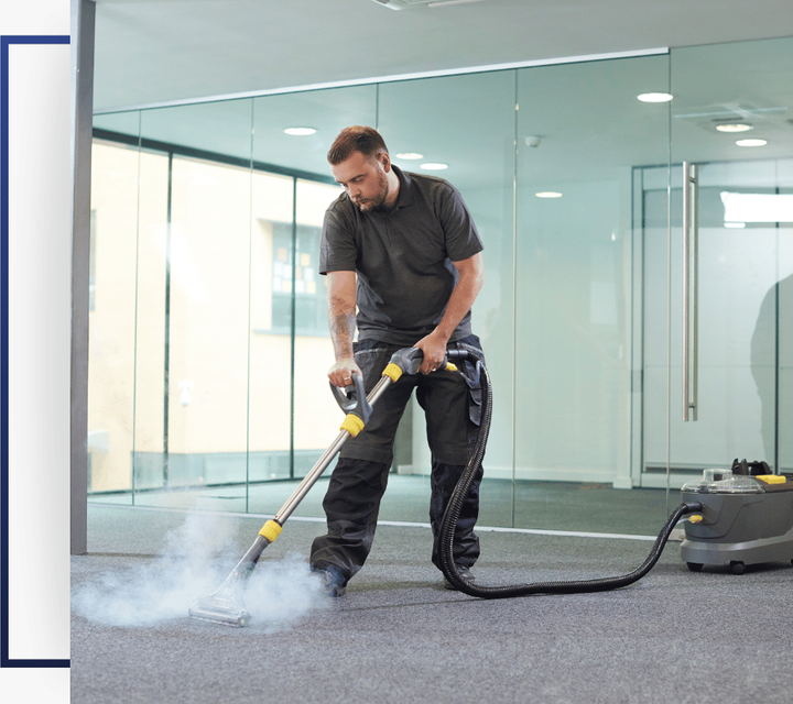 cleaning team cleaning commercial building