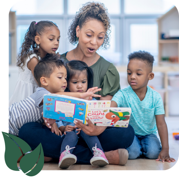 Reading with childcare teacher
