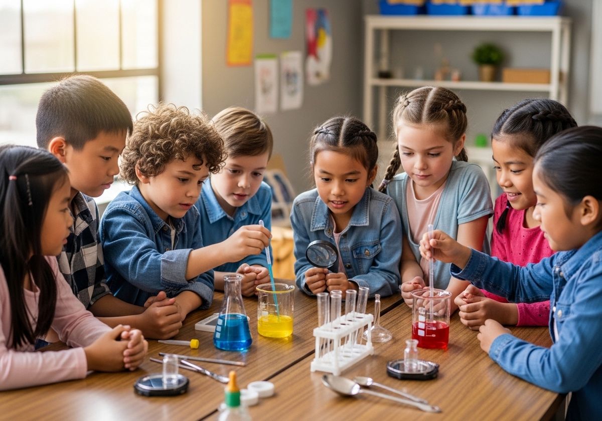 Enthusiastic students doing science experiment