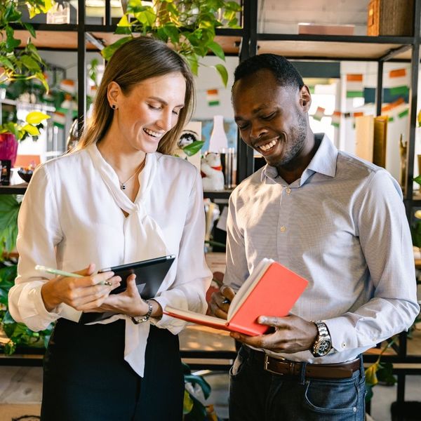 business owners talking