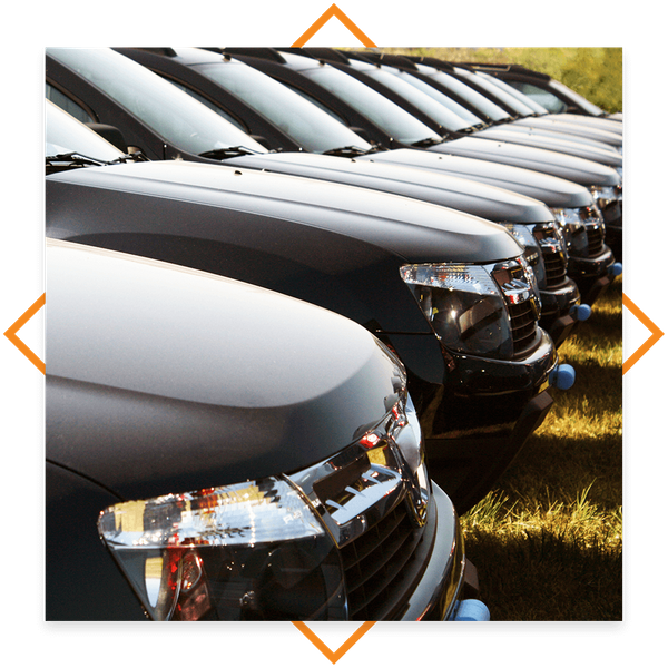 Image of business vehicles lined up