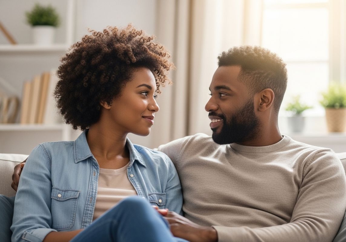 Loving Couple Gazing at Each Other at Home
