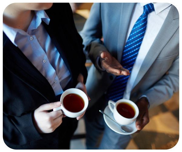 business professionals drinking coffee