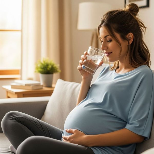 pregnant woman drinking water 