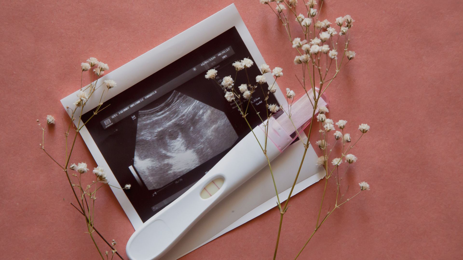 ultrasound image and pregnancy test